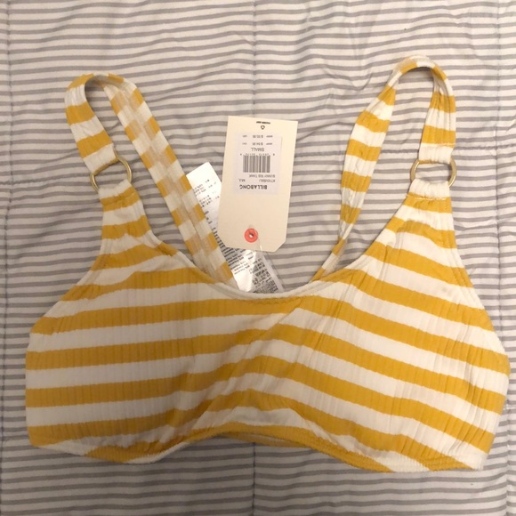 yellow striped bikini top
